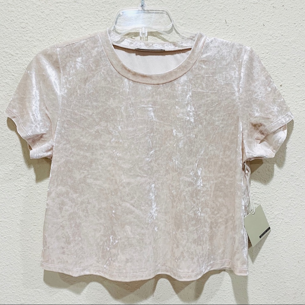 Soft Short Sleeve Velvet Crop Top (NWT)
